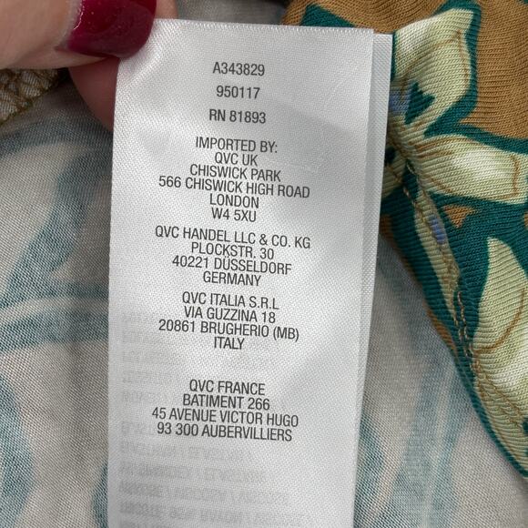 LOGO Lori Goldstein Tunic Blouse Top Size 2X Brown Green Floral Ruffle FLAW - Picture 11 of 13